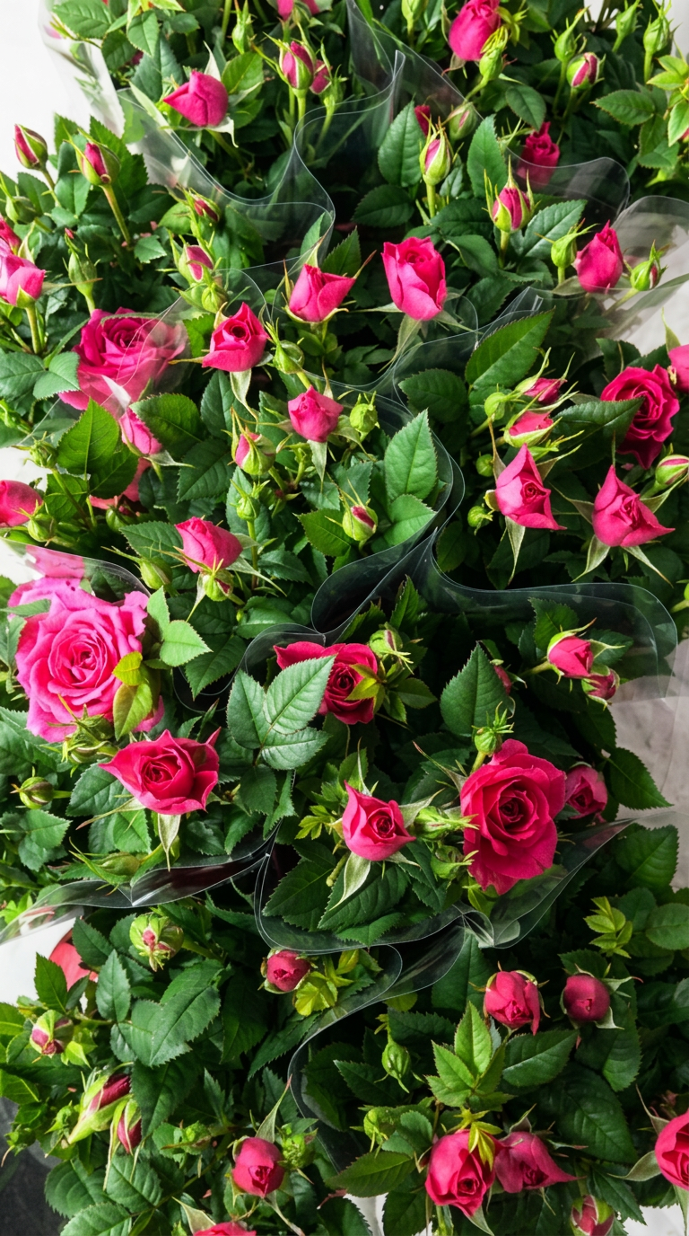 Pink rose plants arranged as a gift by Anne's Florist.